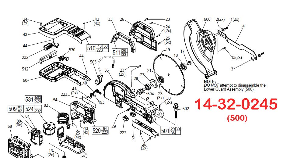 ミリーページ 14-32-0245 Lower Guard Assembly Fits For Milwaukee 2734-20